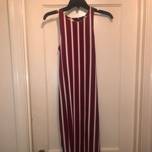 Red and white stripe midi dress